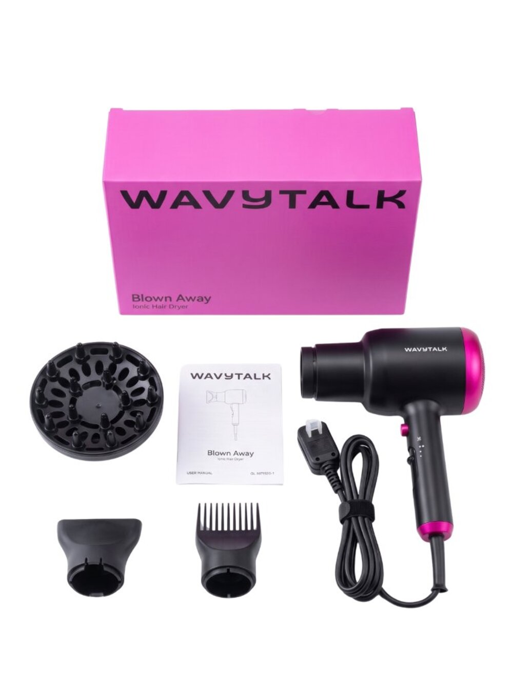NIB Wavytalk Professional Ionic Hair Dryer Blow Dryer with Diffuser Nozzles